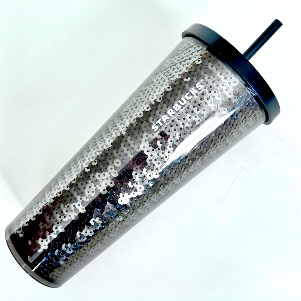 STARBUCKS 24oz TUMBLER LIMITED EDITION BEST MOST FAVORITE SILVER SEQUINS